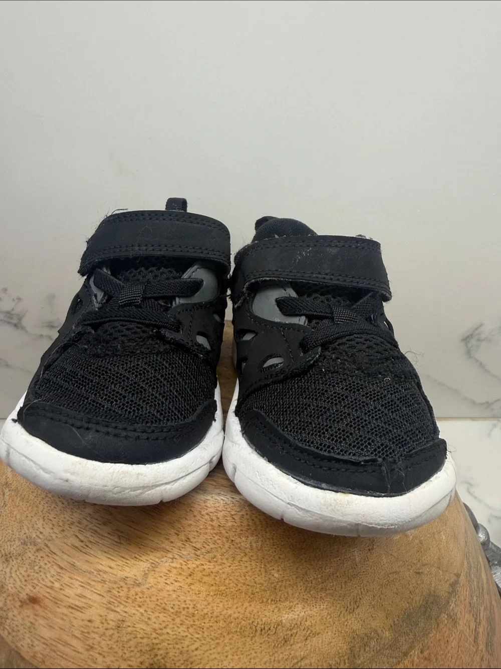 Nike Kids Black and White Hook-and-Loop Sneakers